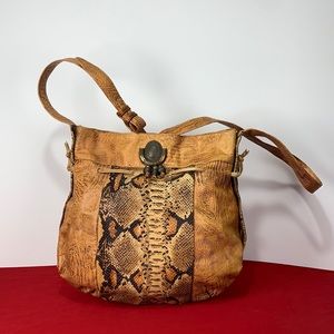 Sharif leather snakeskin embossed shoulder bag